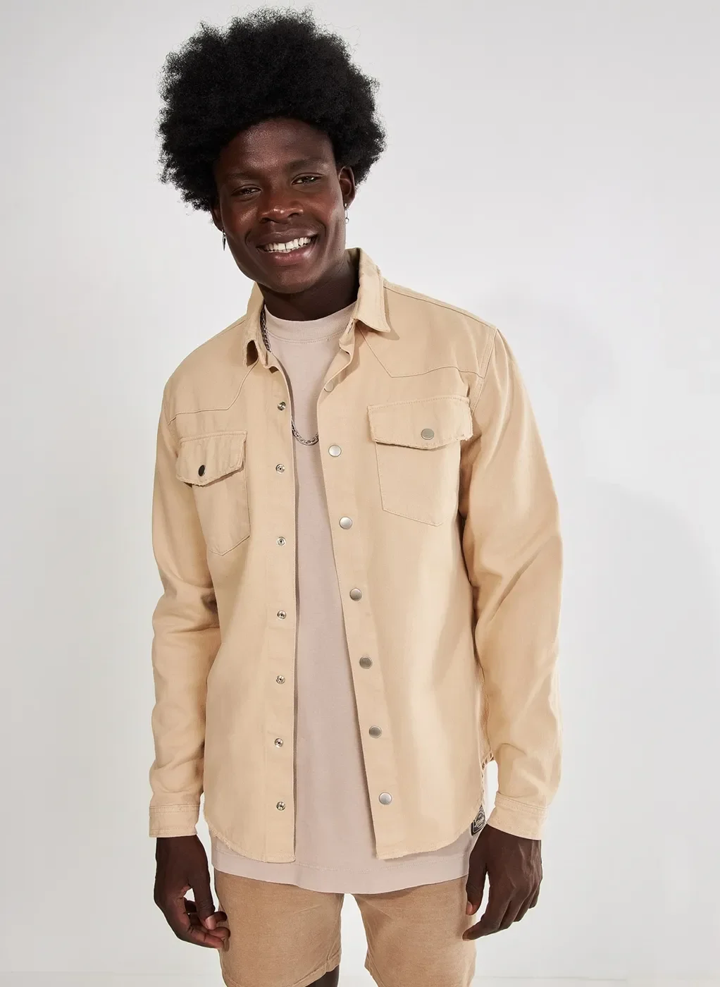 Overshirt De Sarja Bege