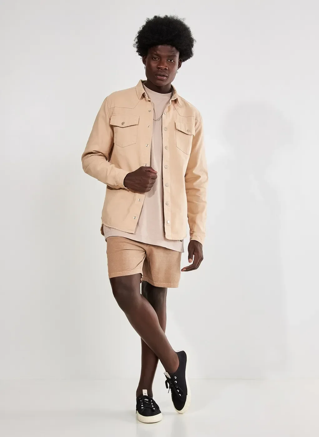 Overshirt De Sarja Bege