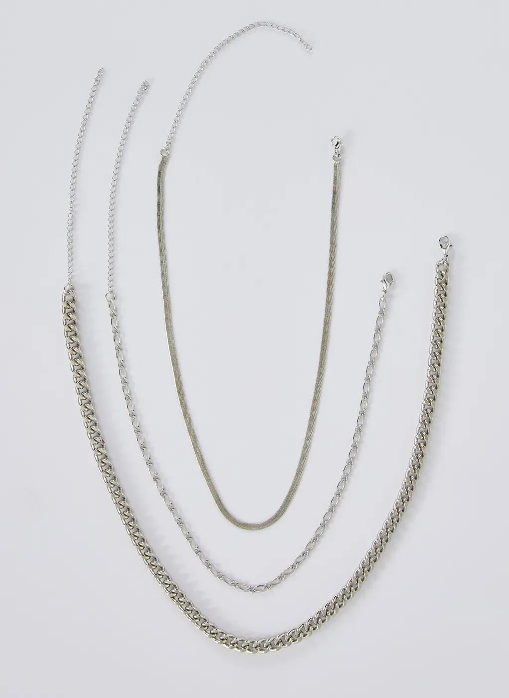 Kit Choker E Correntes Prateados