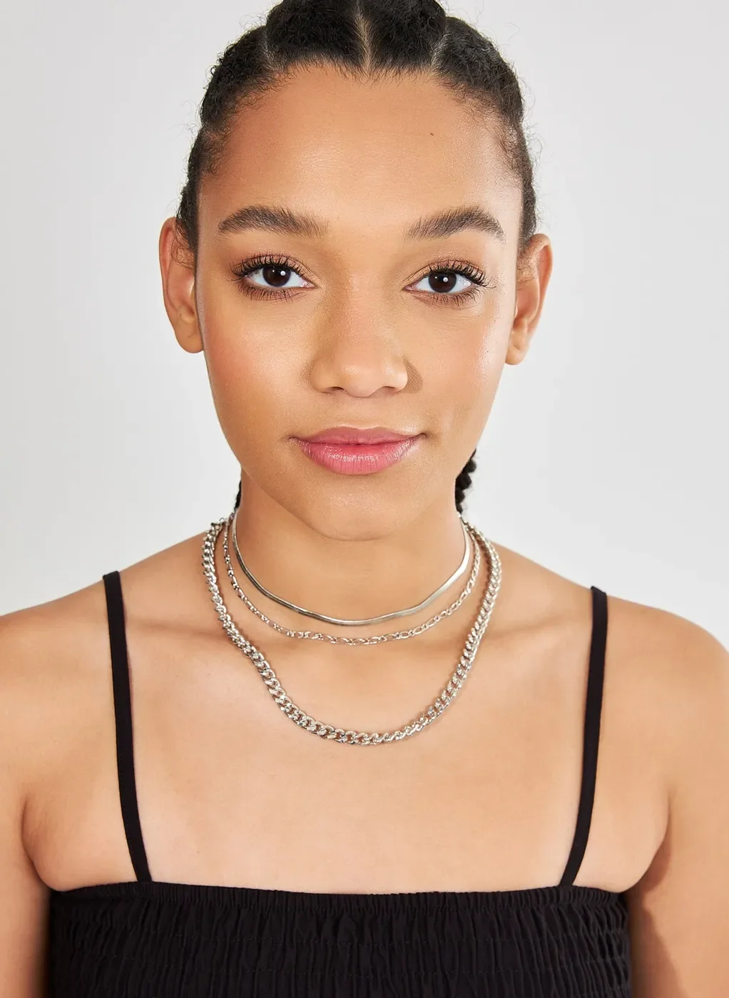 Kit Choker E Correntes Prateados