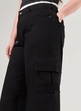 Calça Wide Leg Cargo Cintura Alta