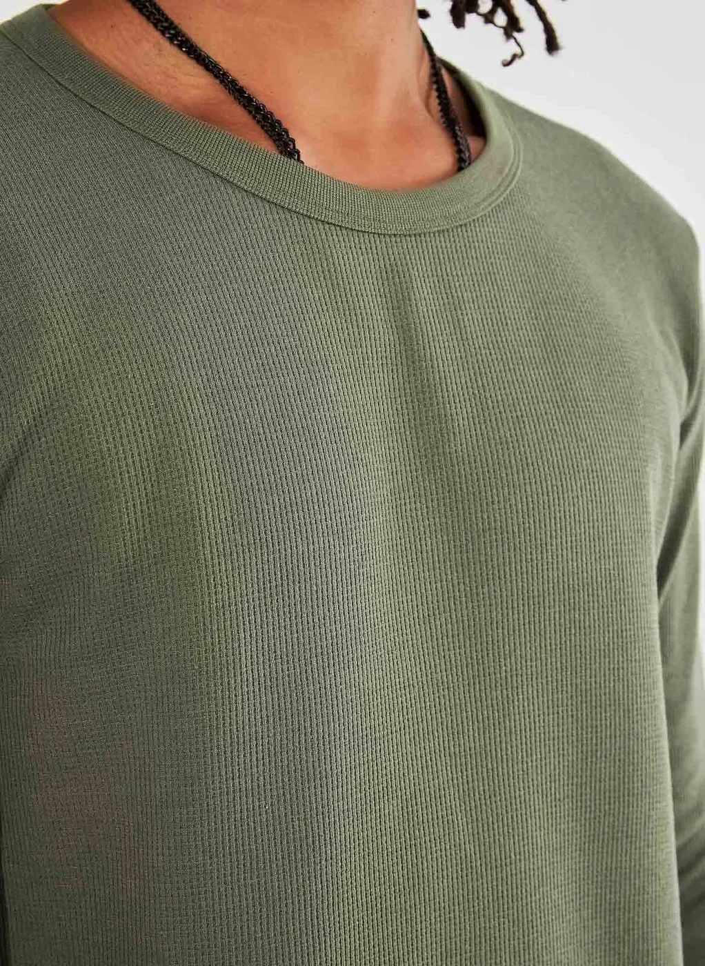 Camiseta Alongada Texturizada Manga Longa