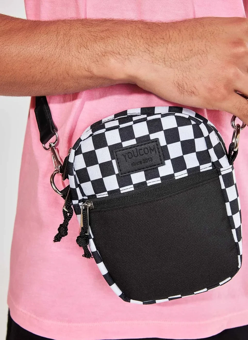 Shoulder Bag Grid Preto E Branco