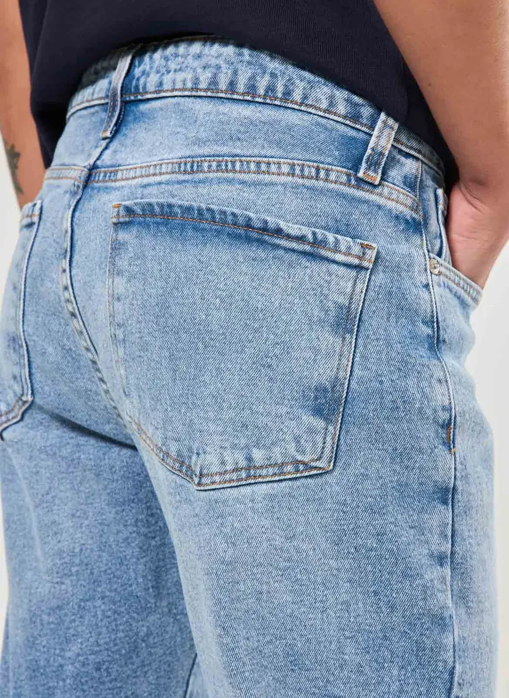 Calça Slim Em Jeans Claro