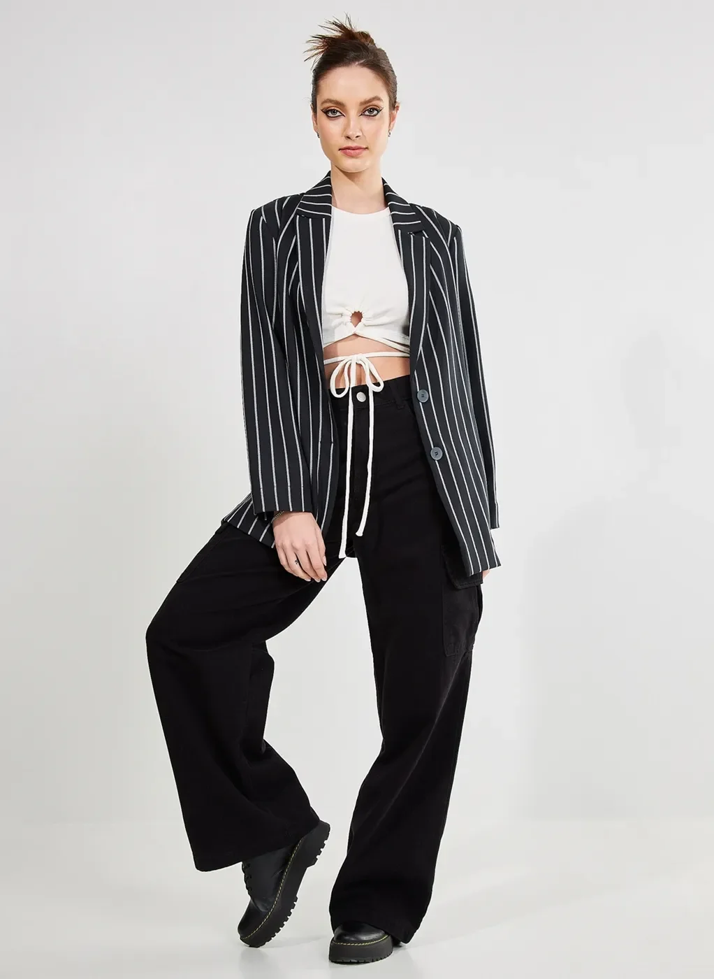 Blazer Preto Risca De Giz