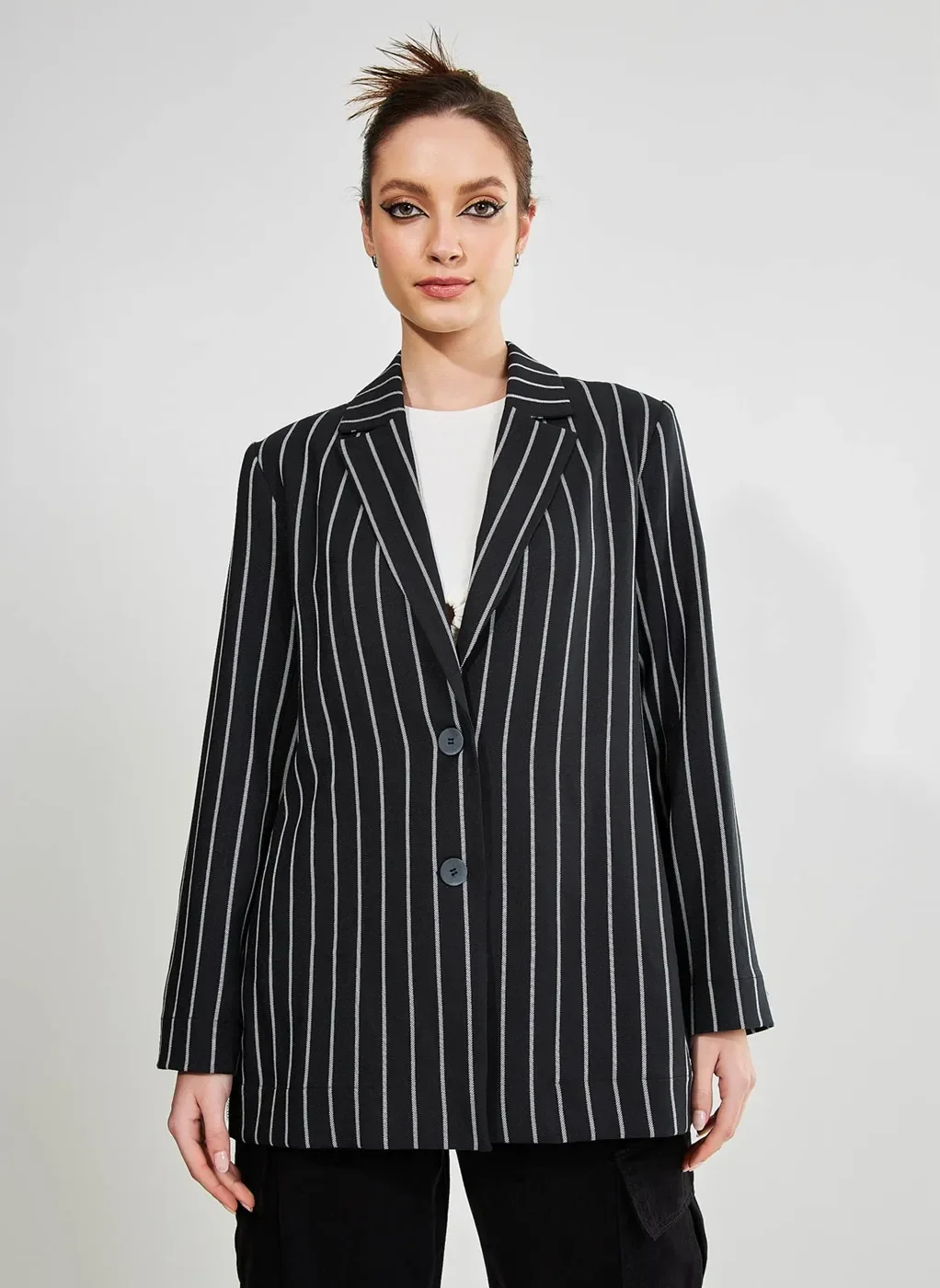 Blazer Preto Risca De Giz