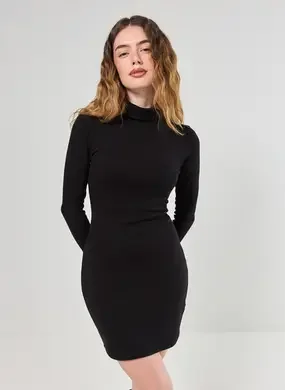 Vestido Manga Longa Com Golinha