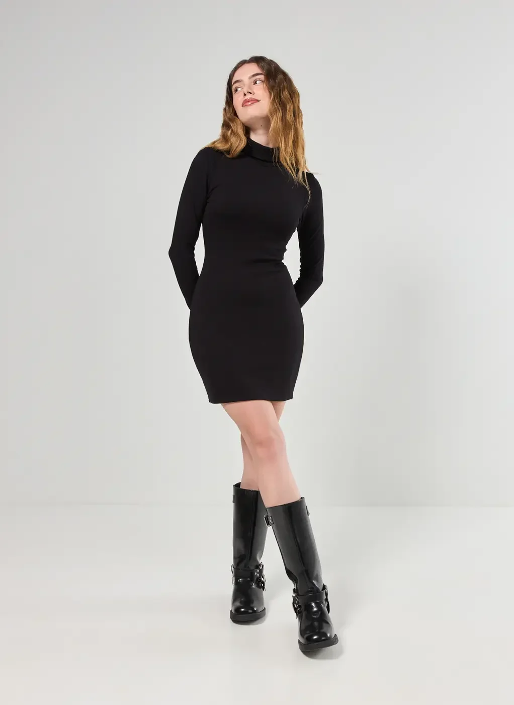 Vestido Manga Longa Com Golinha