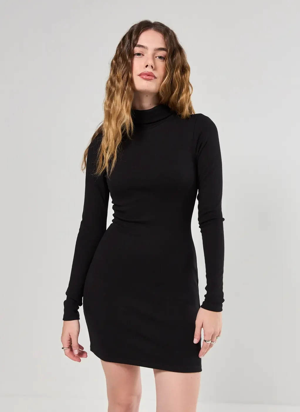 Vestido Manga Longa Com Golinha