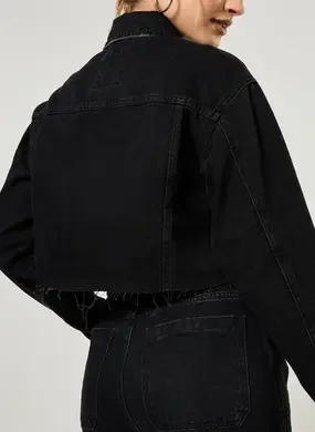 Jaqueta Jeans Preta Cropped