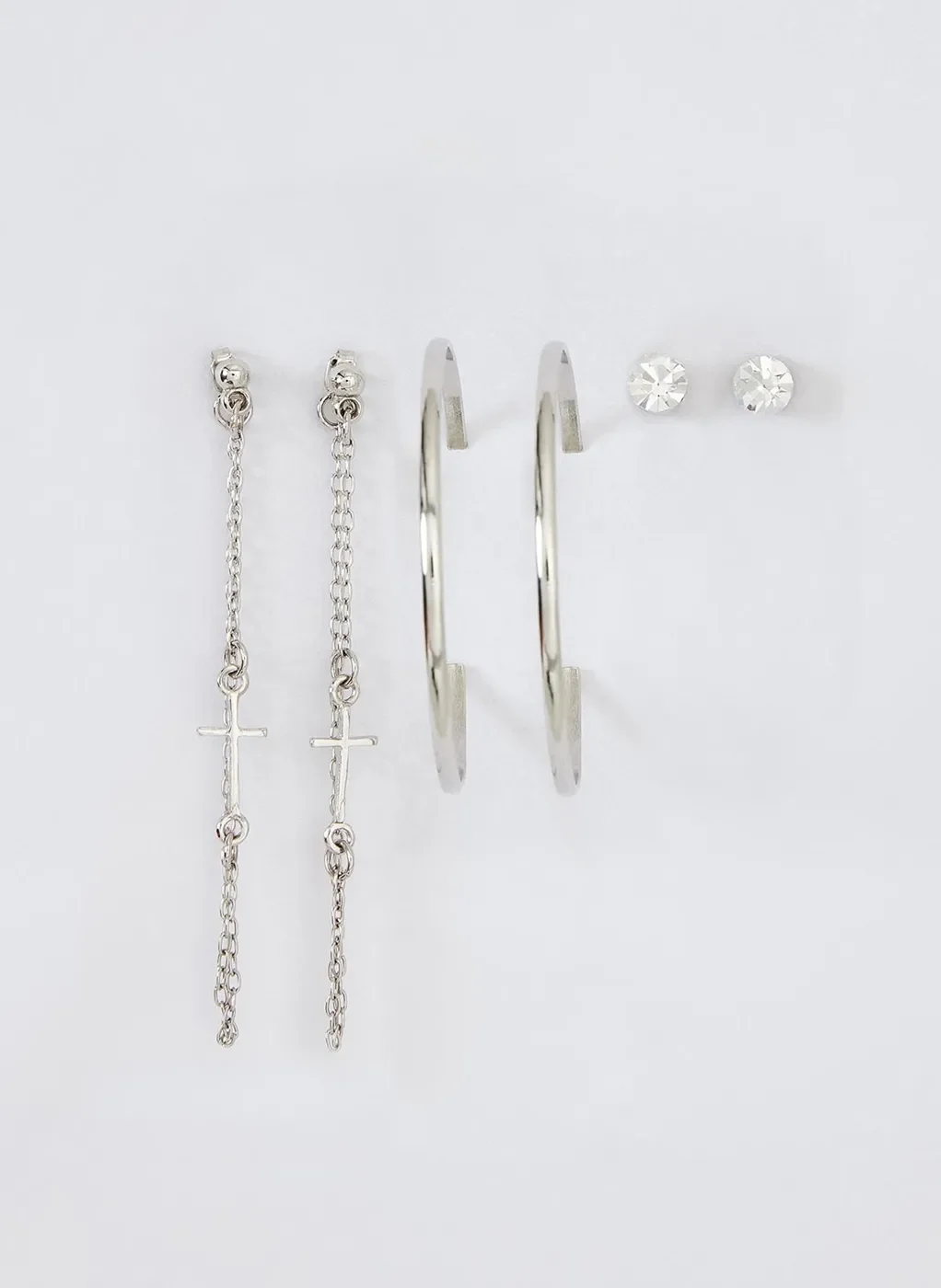 Kit Brincos Com Argola E Cruz