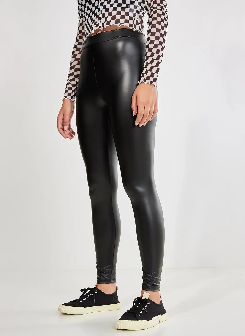 Calça Legging Em Tecido Sintético