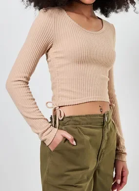 Blusa Manga Longa Com Amarração Lateral