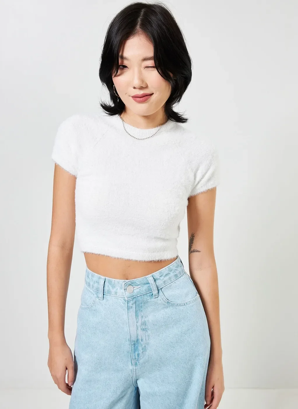 Blusa Cropped De Pelinhos