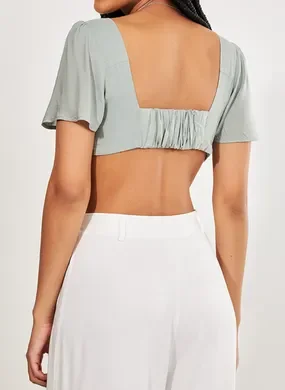 Cropped Com Torção Verde Seco