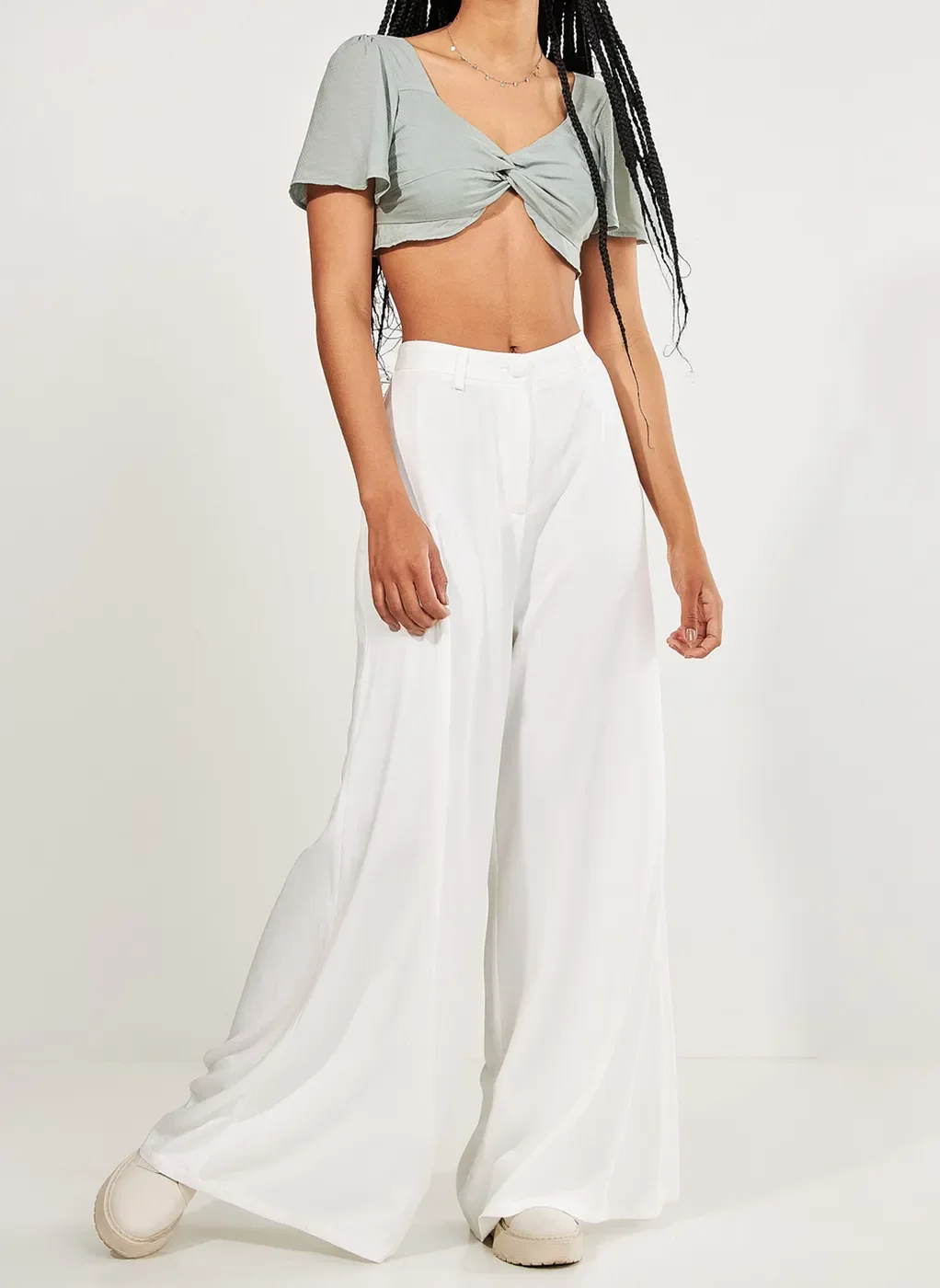 Cropped Com Torção Verde Seco