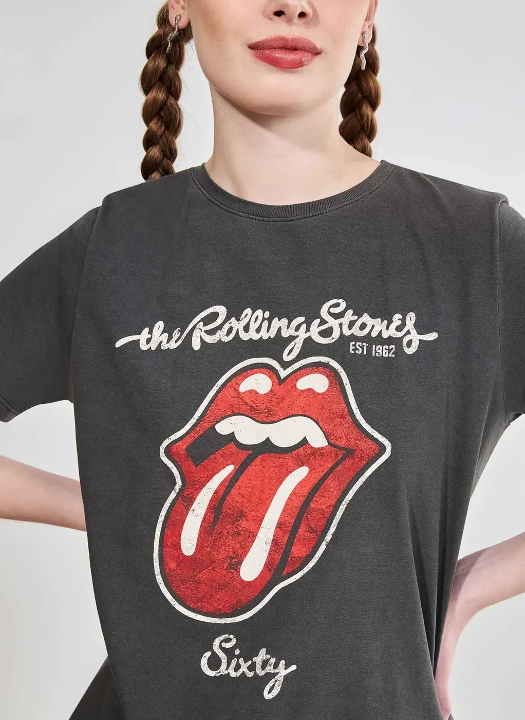 Camiseta Preta Lavada Rolling Stones