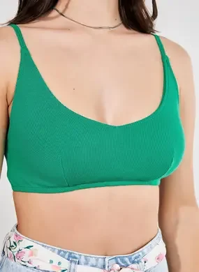 Top Em Malha Canelada Verde