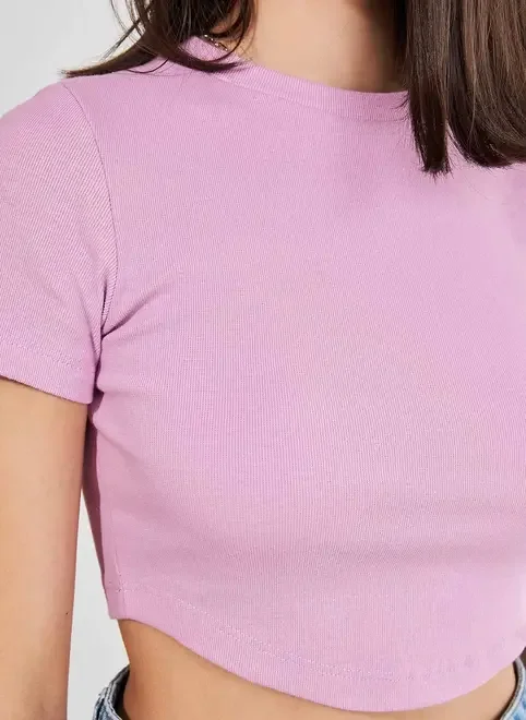 Blusa Cropped Barra Arredondada