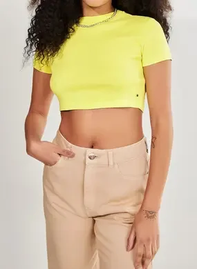 Blusa Cropped De Manga Curta