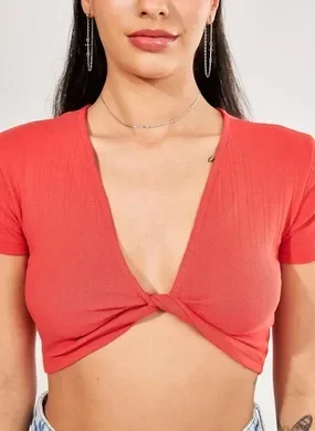 Cropped Vermelho Com Torção