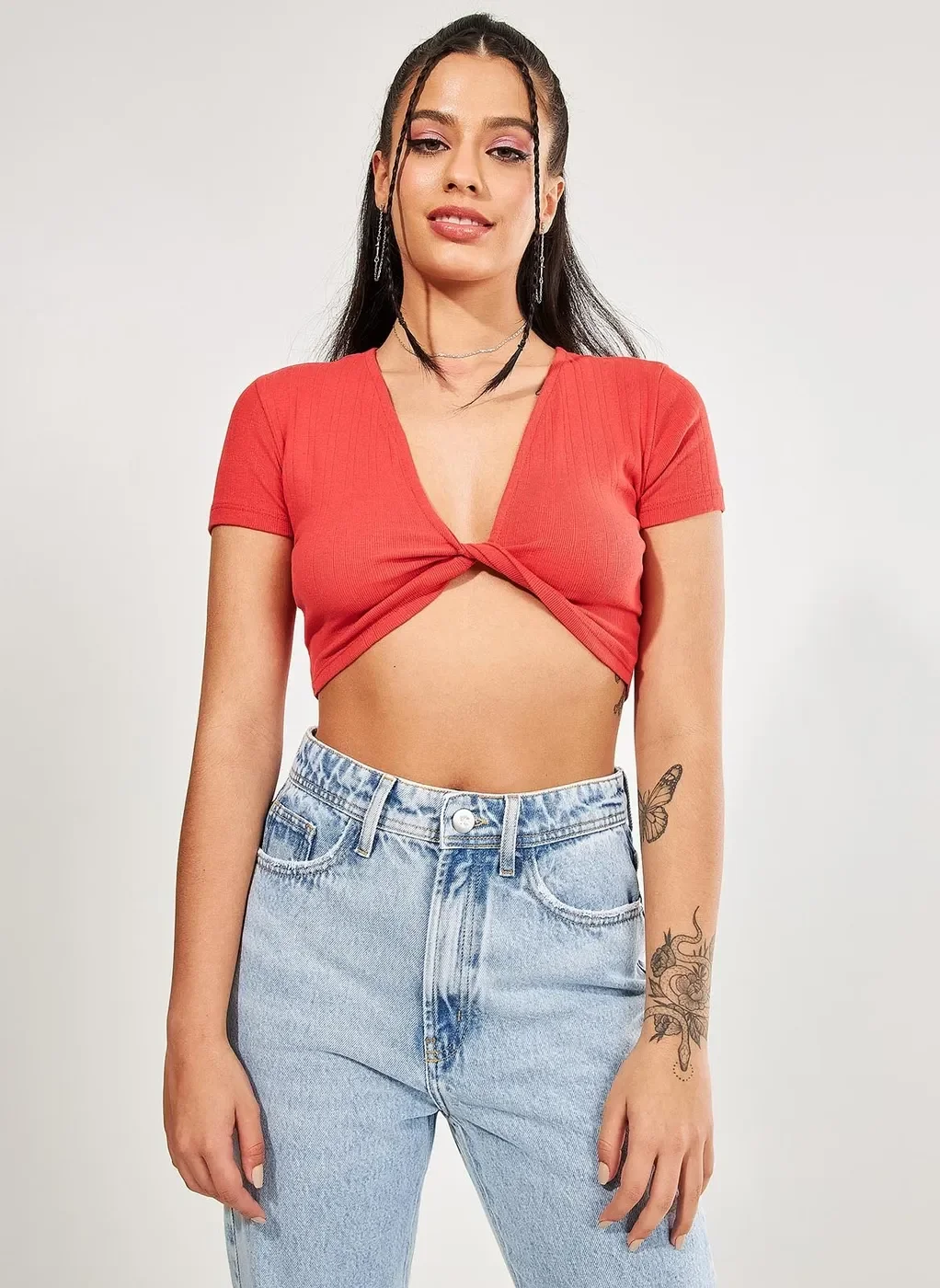 Cropped Vermelho Com Torção