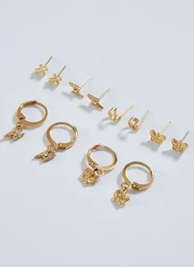 Kit Com 6 Brincos Dourados