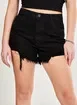 Short De Sarja Preto Desfiado