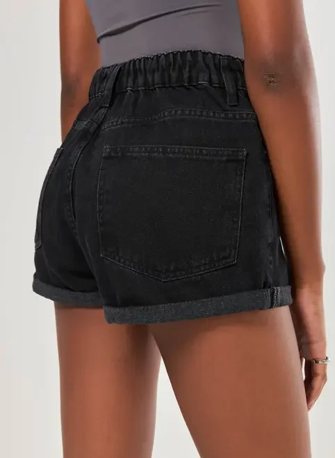 Short Jeans Mom Cintura Com Elástico