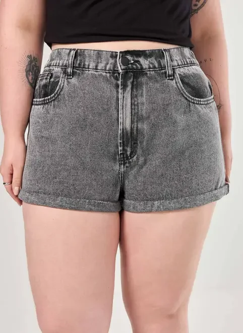 Short Jeans Mom Cintura Com Elástico