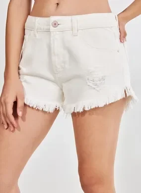 Short De Sarja Off-White Desfiado