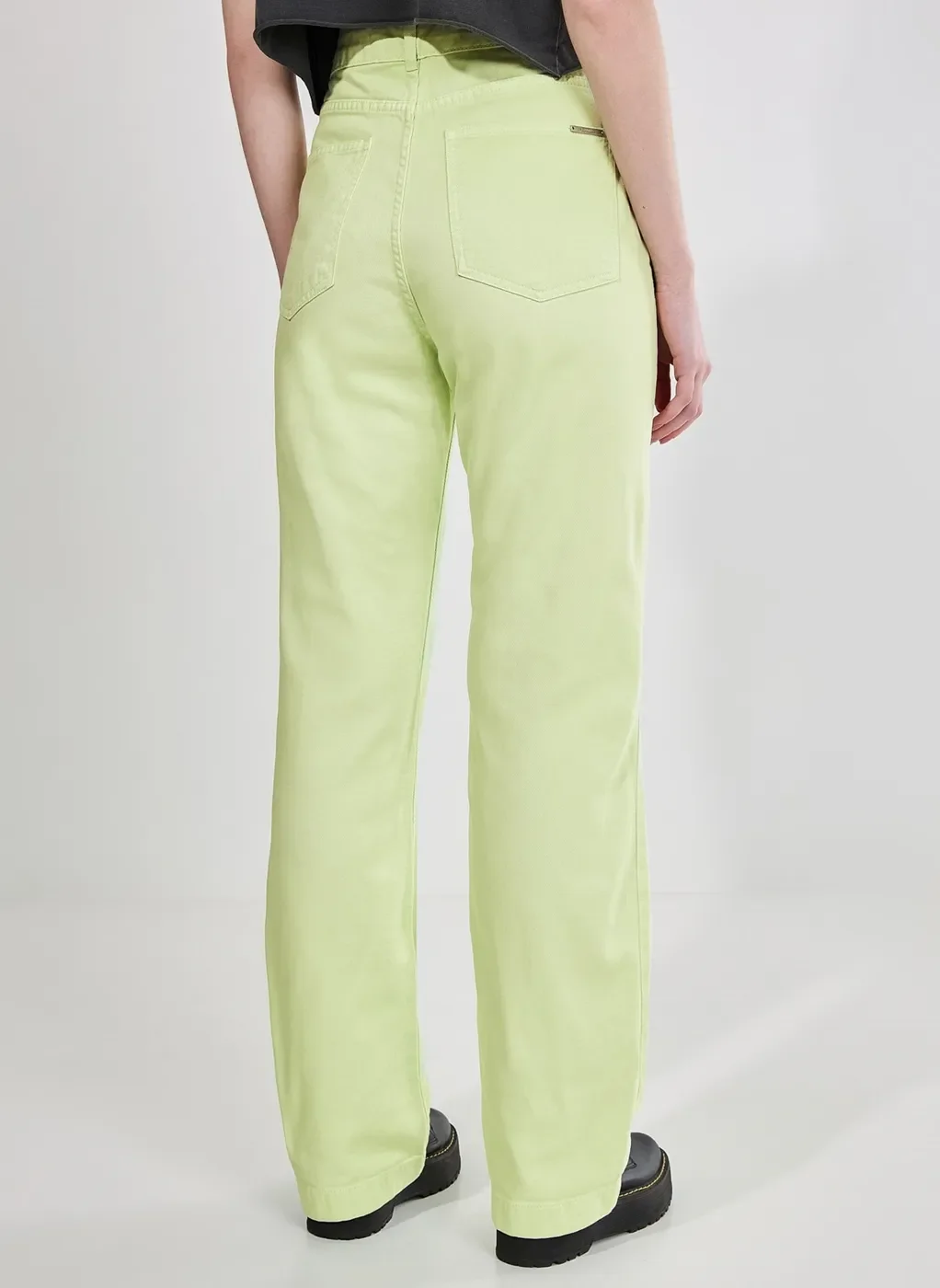 Calça Reta Over De Sarja Verde Lima