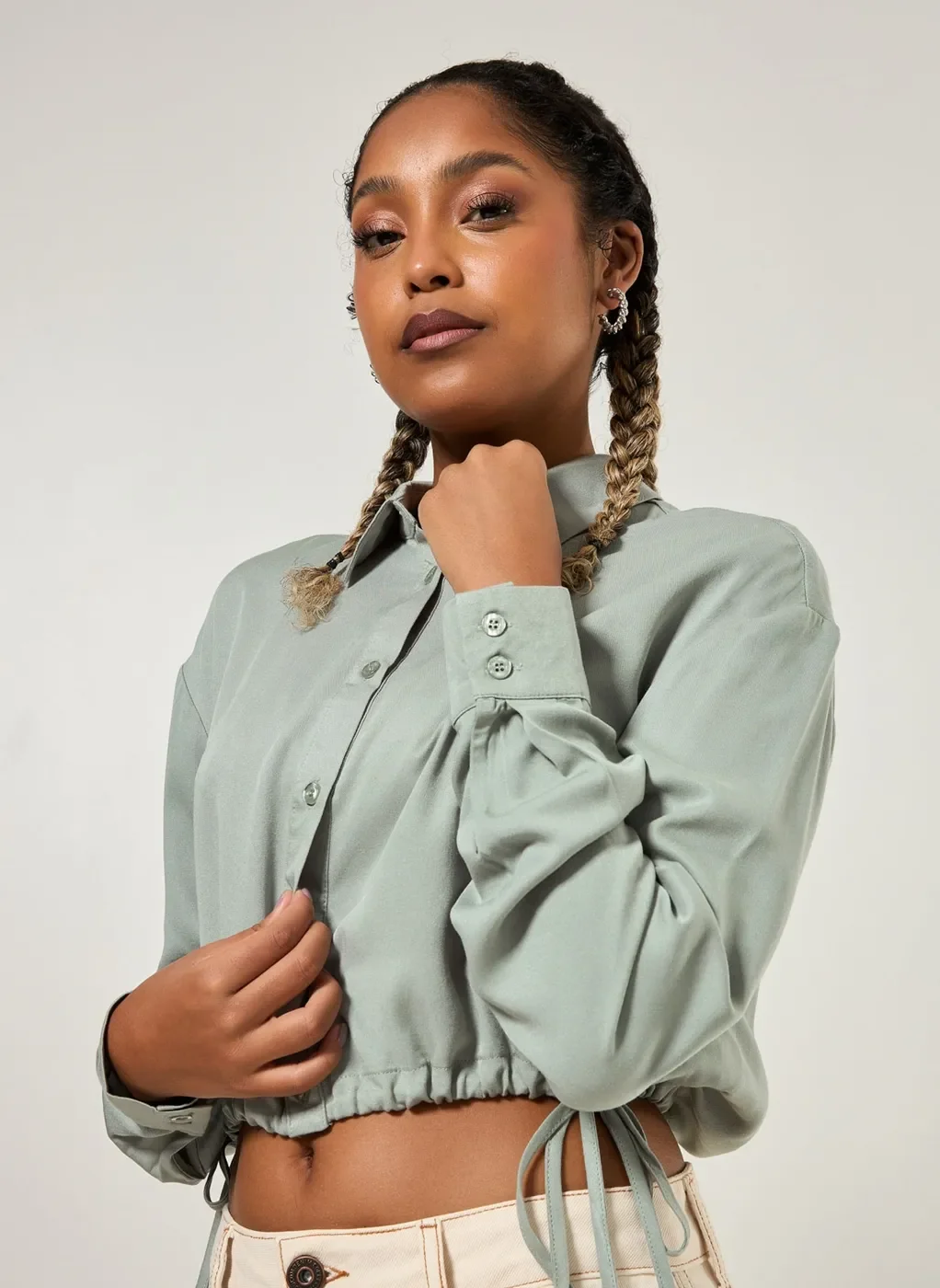 Camisa Cropped Amarração Lateral