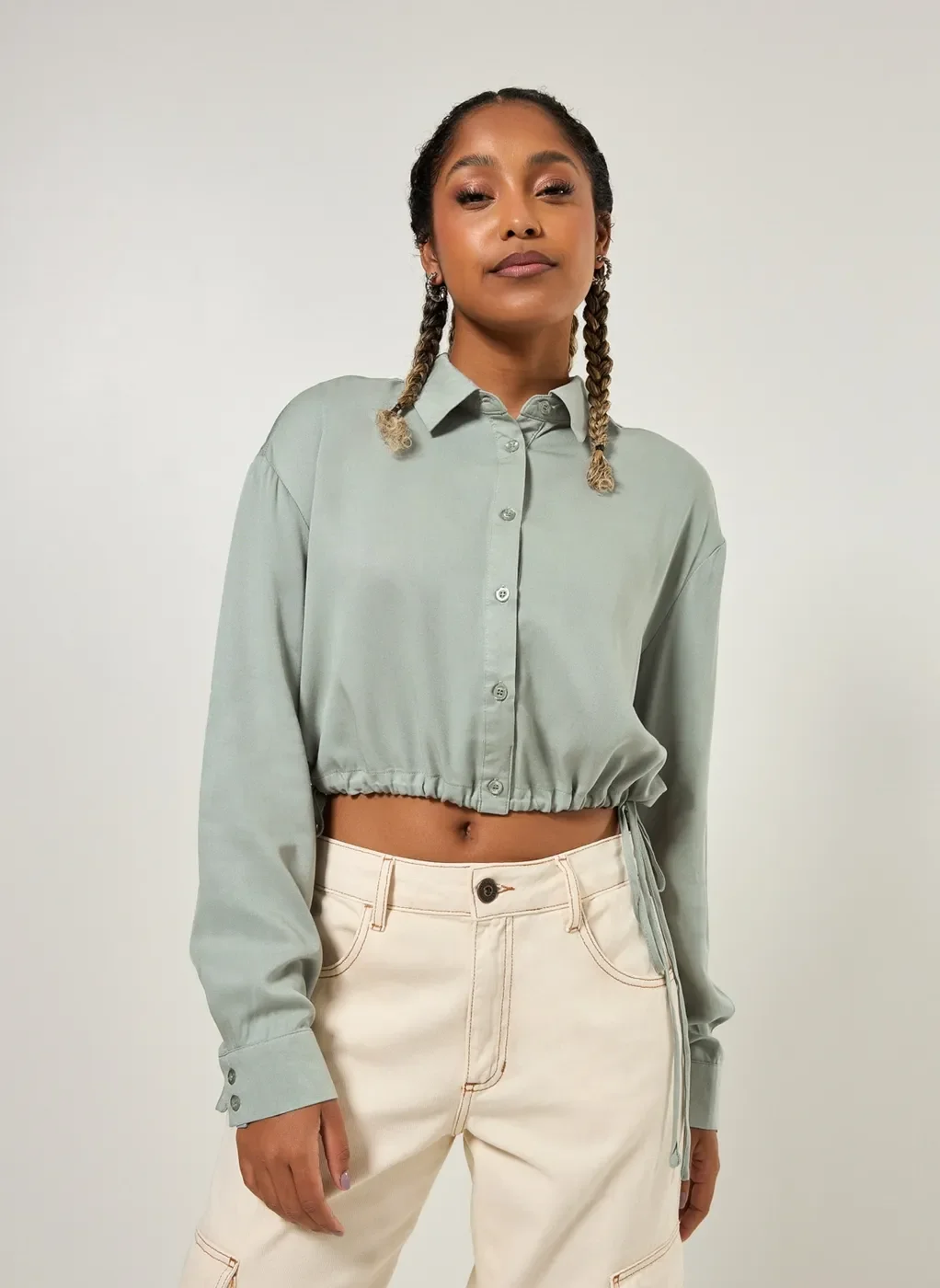 Camisa Cropped Amarração Lateral