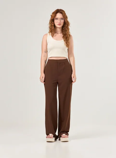 Calça Reta De Alfaiataria