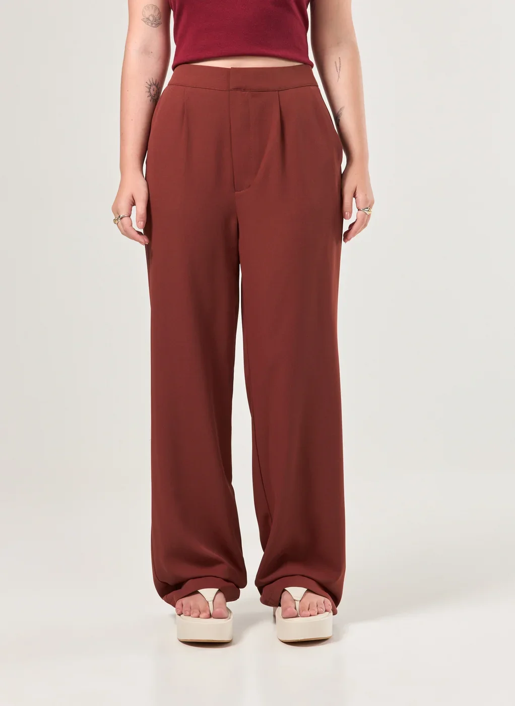 Calça Reta De Alfaiataria