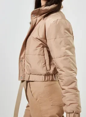 Jaqueta Puffer Cropped Areia