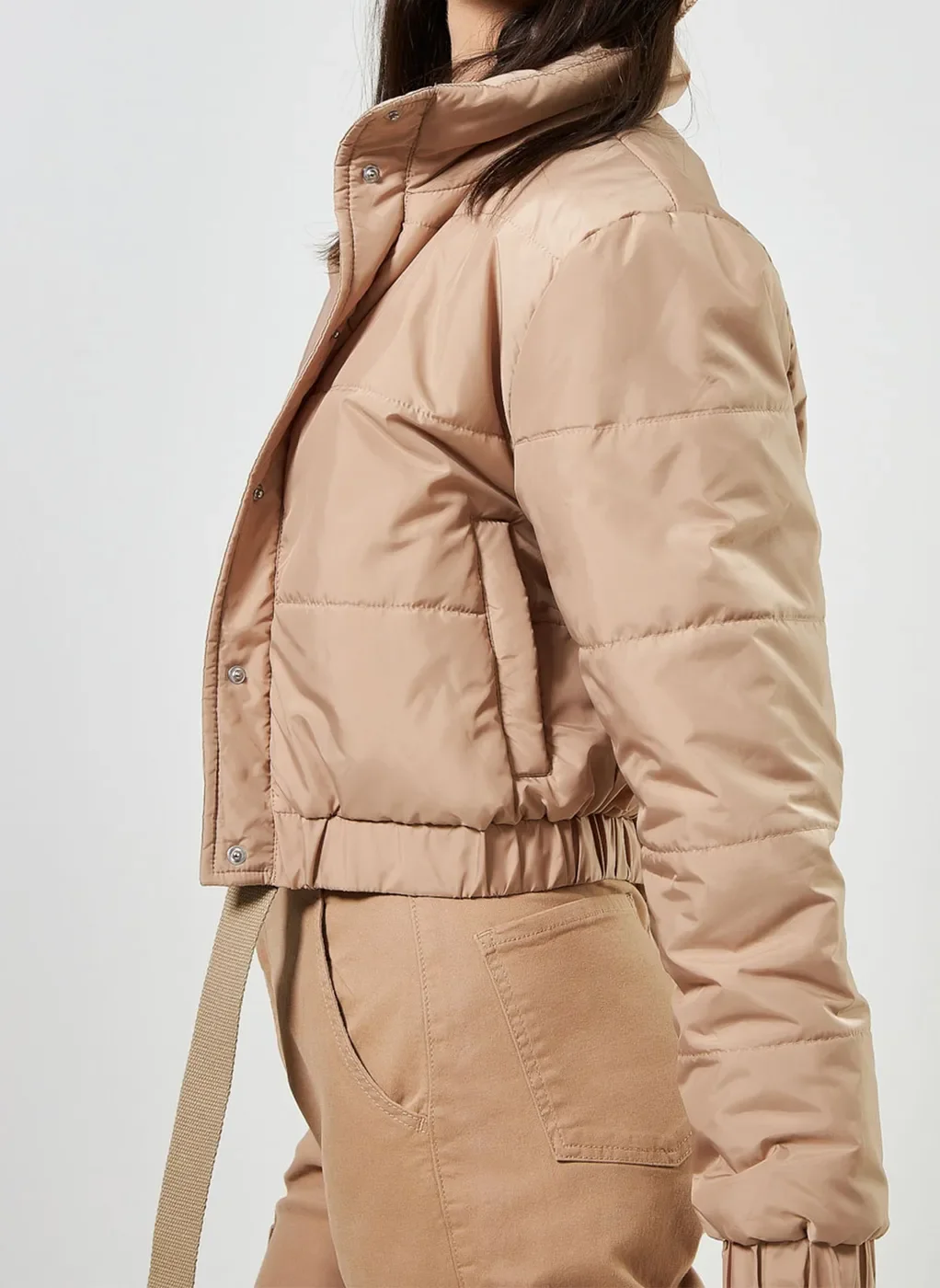 Jaqueta Puffer Cropped Areia