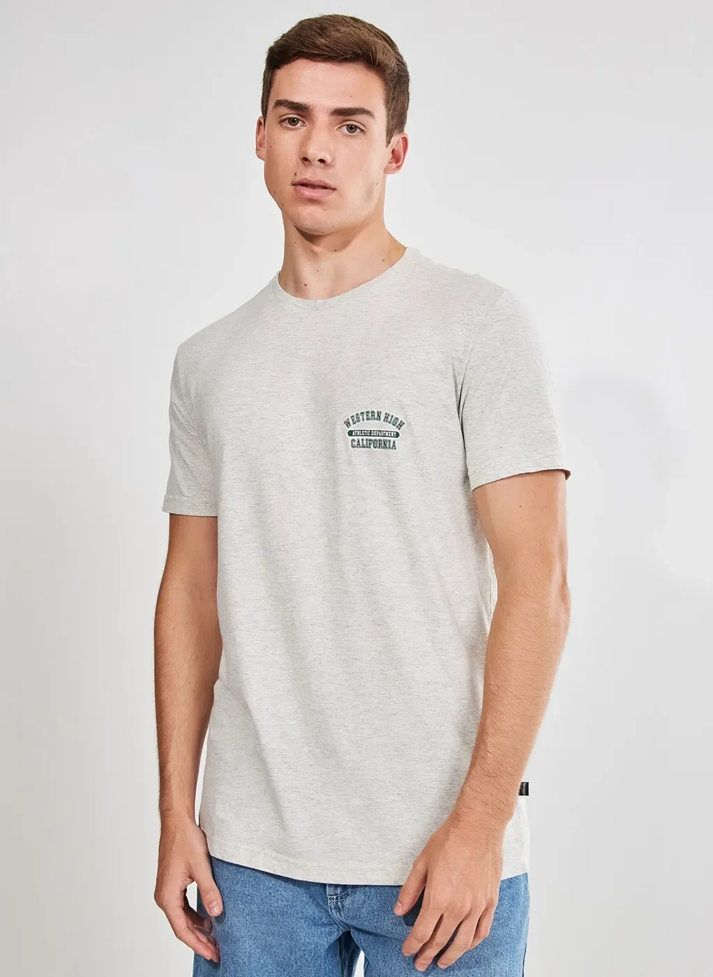 Camiseta Mescla Com Detalhe College