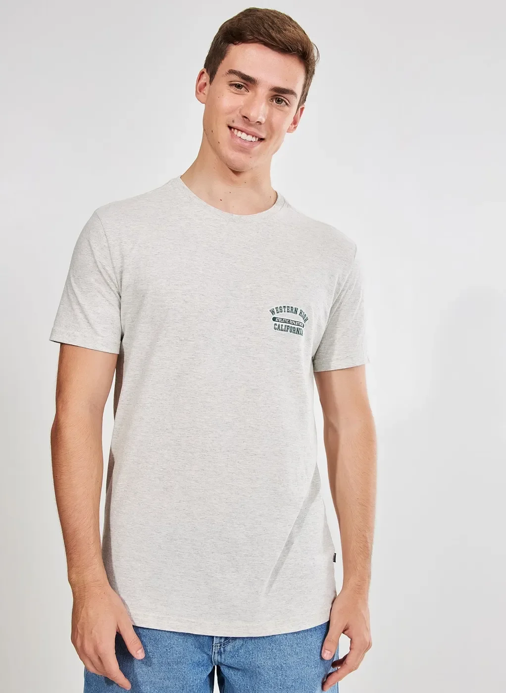 Camiseta Mescla Com Detalhe College