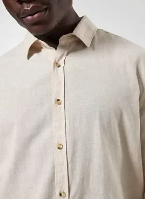 Camisa De Manga Longa Com Linho