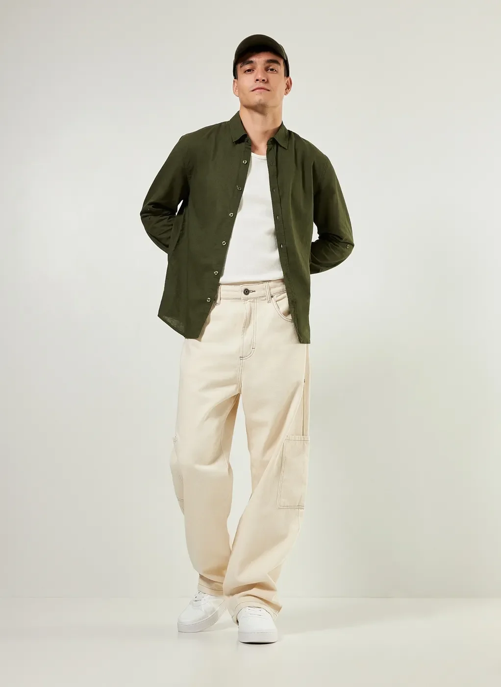 Camisa De Manga Longa Com Linho