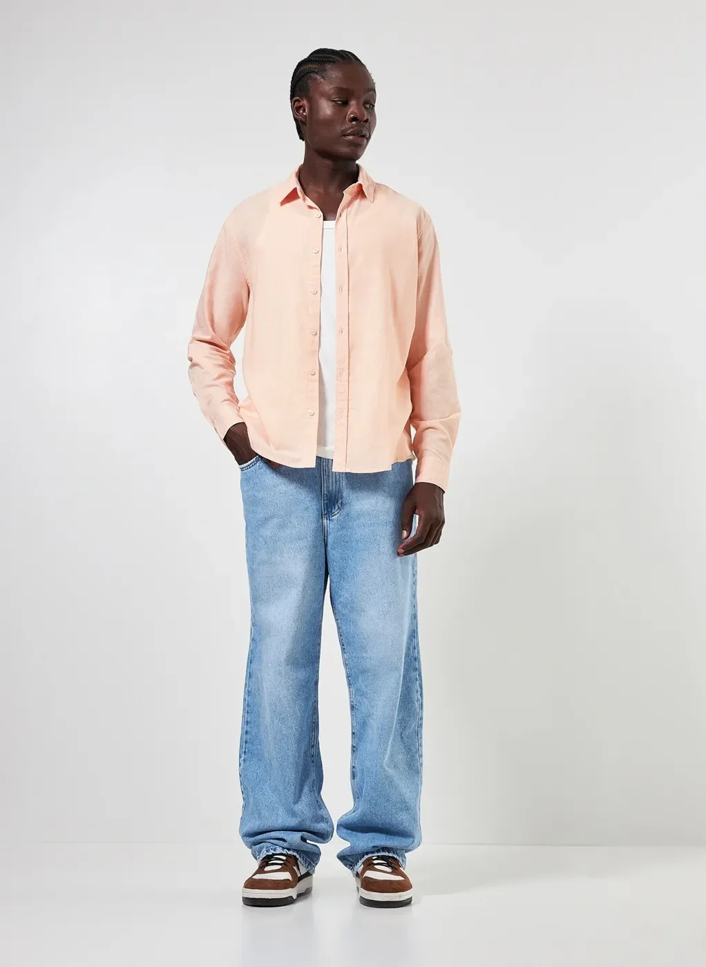 Camisa De Manga Longa Com Linho