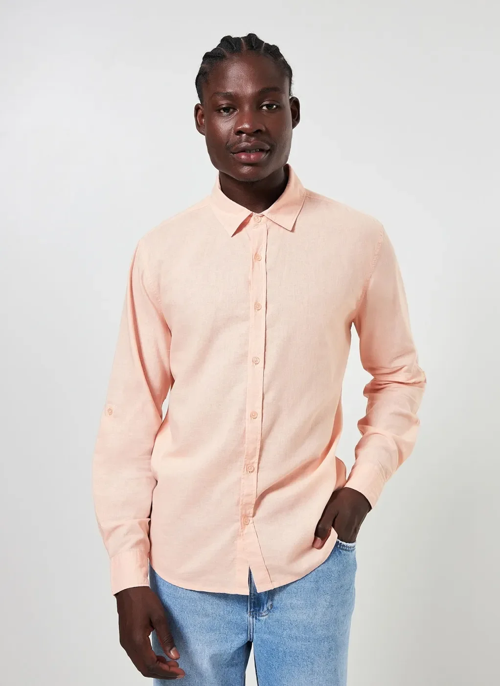 Camisa De Manga Longa Com Linho