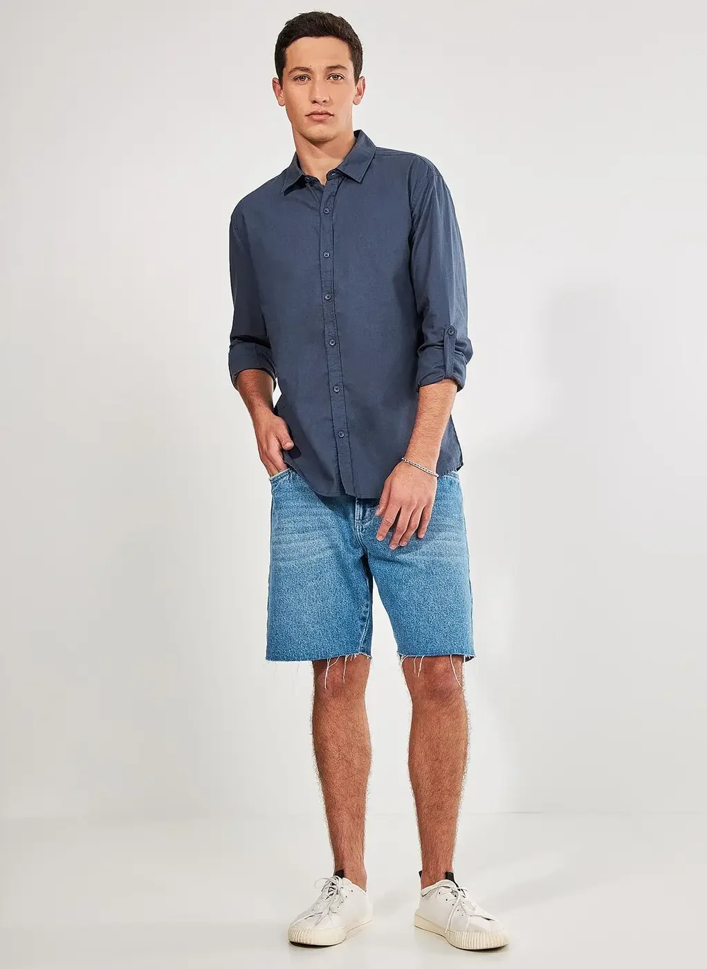 Camisa De Manga Longa Com Linho