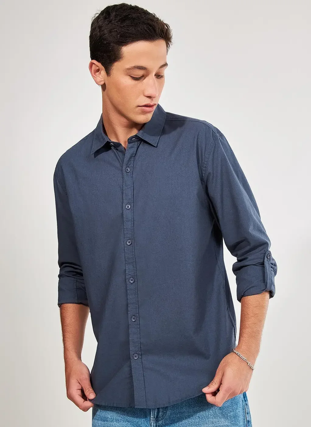 Camisa De Manga Longa Com Linho