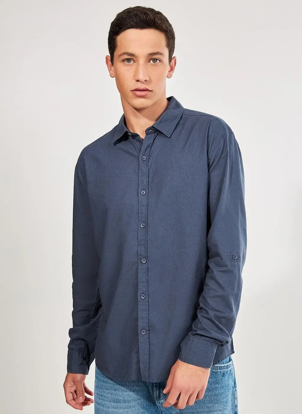 Camisa De Manga Longa Com Linho