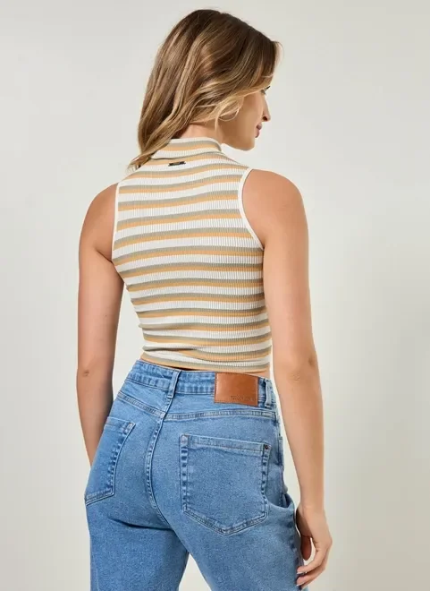 Cropped Com Golinha Listrada Seamless