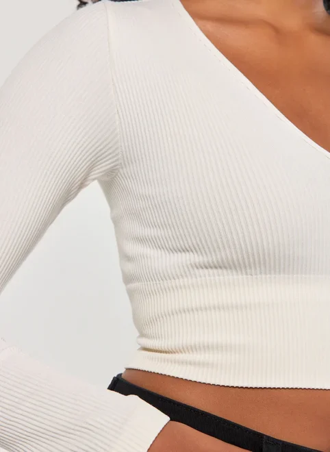 Blusa Manga Longa Seamless Decote V