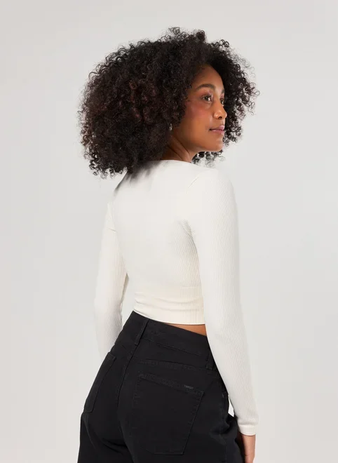 Blusa Manga Longa Seamless Decote V